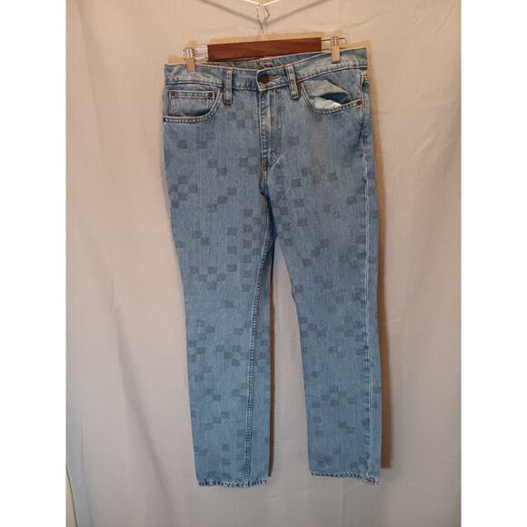 Levi's Lot 511 Men's 32X30 Checkered Print Rare Stylish Slim Fit Jeans - Picture 1 of 6